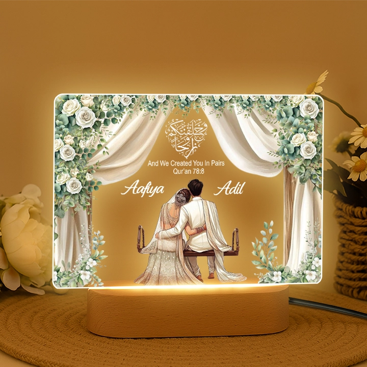 Personalized Islamic Acrylic Lamp with Custom Names - Image 2