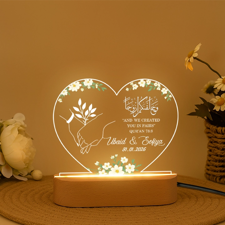 Customized Islamic Acrylic LED Lamp for Wedding, Anniversary Gift - Image 2