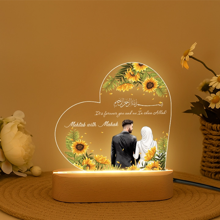 Personalized LED Acrylic Lamp with Custom Names, Romantic Light for Anniversary, Wedding, Nikah & Valentine’s Gift - Image 2