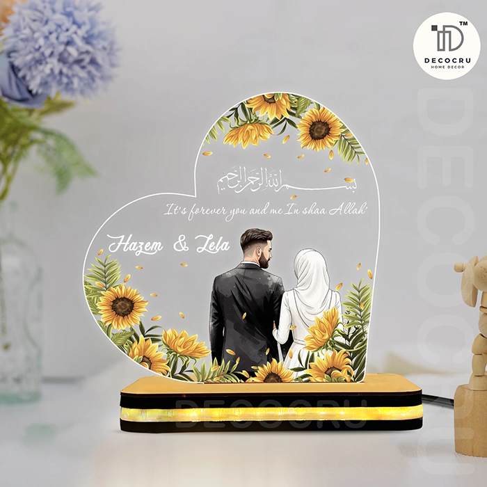 Personalized LED Acrylic Lamp with Custom Names, Romantic Light for Anniversary, Wedding, Nikah & Valentine’s Gift - Image 3