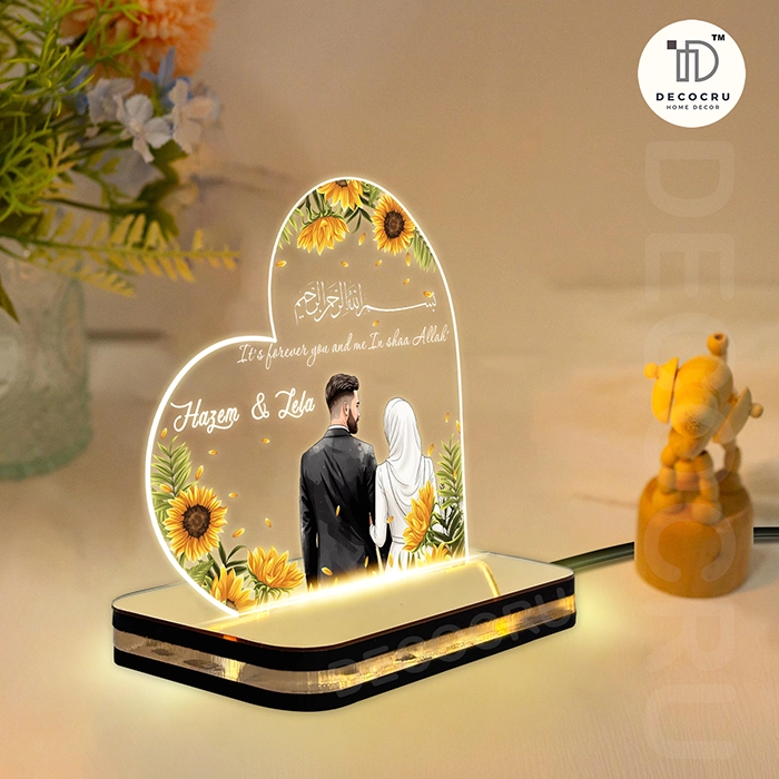 Personalized LED Acrylic Lamp with Custom Names, Romantic Light for Anniversary, Wedding, Nikah & Valentine’s Gift - Image 4