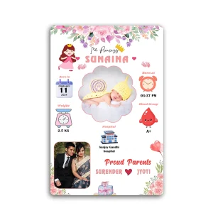 Acrylic Baby Birth Details Photo Frame
