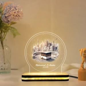 Personalized Hajj Mubarak Acrylic Plaque LED Lamp