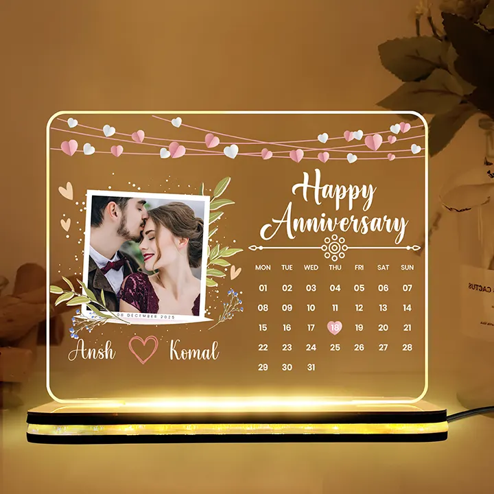 Anniversary Calendar for Couple | Customized Calendar LED Lamp