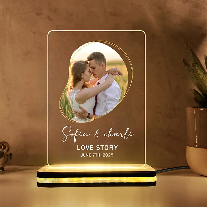 Couple Personalized LED Photo Lamp for Anniversary Gifts