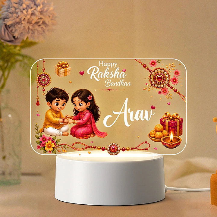 Happy  Rakshabandhan Custom Name LED Acrylic Lamp for Gifts