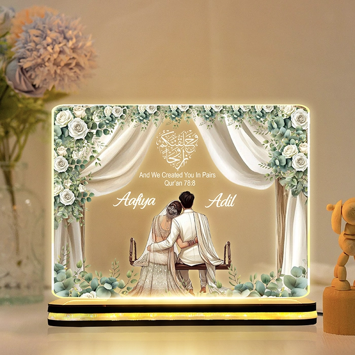 Personalized Islamic Acrylic Lamp with Custom Names