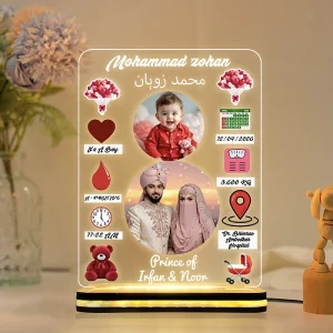 Personalized Night Light Custom Baby Shower, One Year Memory Photo Night Light