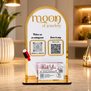 Personalized Acrylic QR Code Stand with Instagram & UPI Payment QR