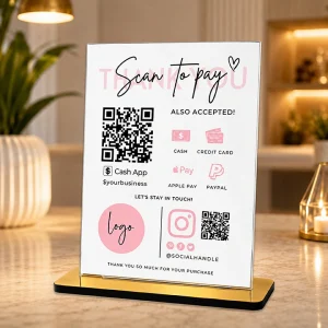 Custom QR Code Stand with Instagram & Payment QR