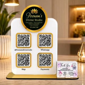 Personalized Acrylic Multi QR Code Display Stand with Business Card Holder