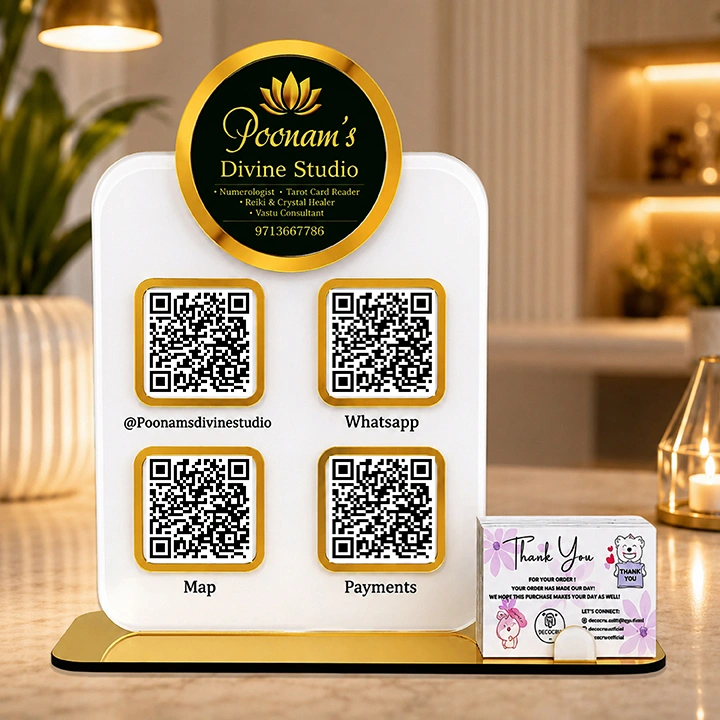 Personalized Acrylic Multi QR Code Display Stand with Business Card Holder