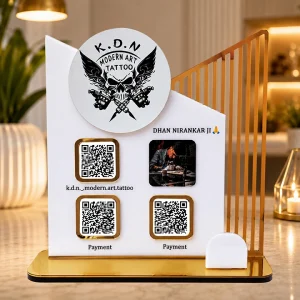 Personalized Acrylic Multi QR Code Display Stand with Business Card Holder