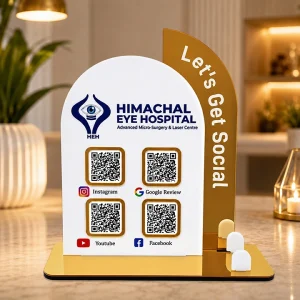 Personalized Acrylic Multi QR Code Display Stand with Business Card Holder