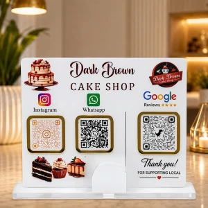 Personalized Acrylic QR Code Display Stand with Business Card Holder