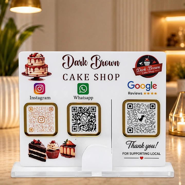 Personalized Acrylic QR Code Display Stand with Business Card Holder