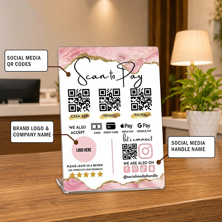 Custom Acrylic QR Payment Stand | Personalized Scan to Pay Counter Display - Image 2
