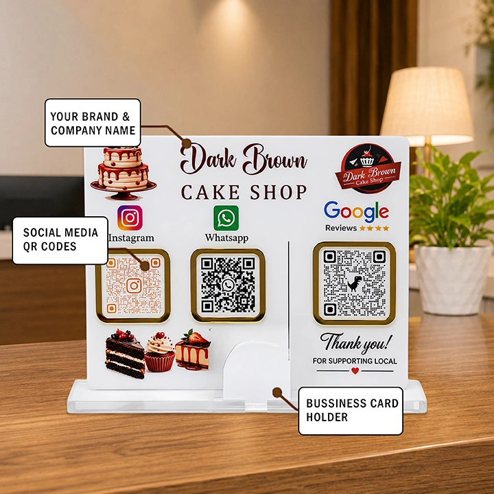 Personalized Acrylic QR Code Display Stand with Business Card Holder - Image 2