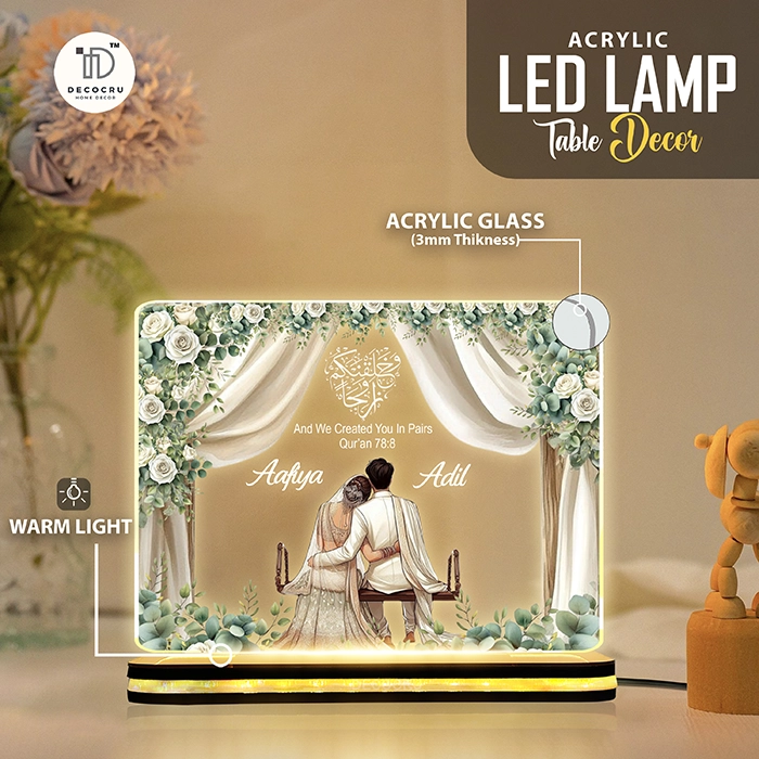 Personalized Islamic Acrylic Lamp with Custom Names - Image 3