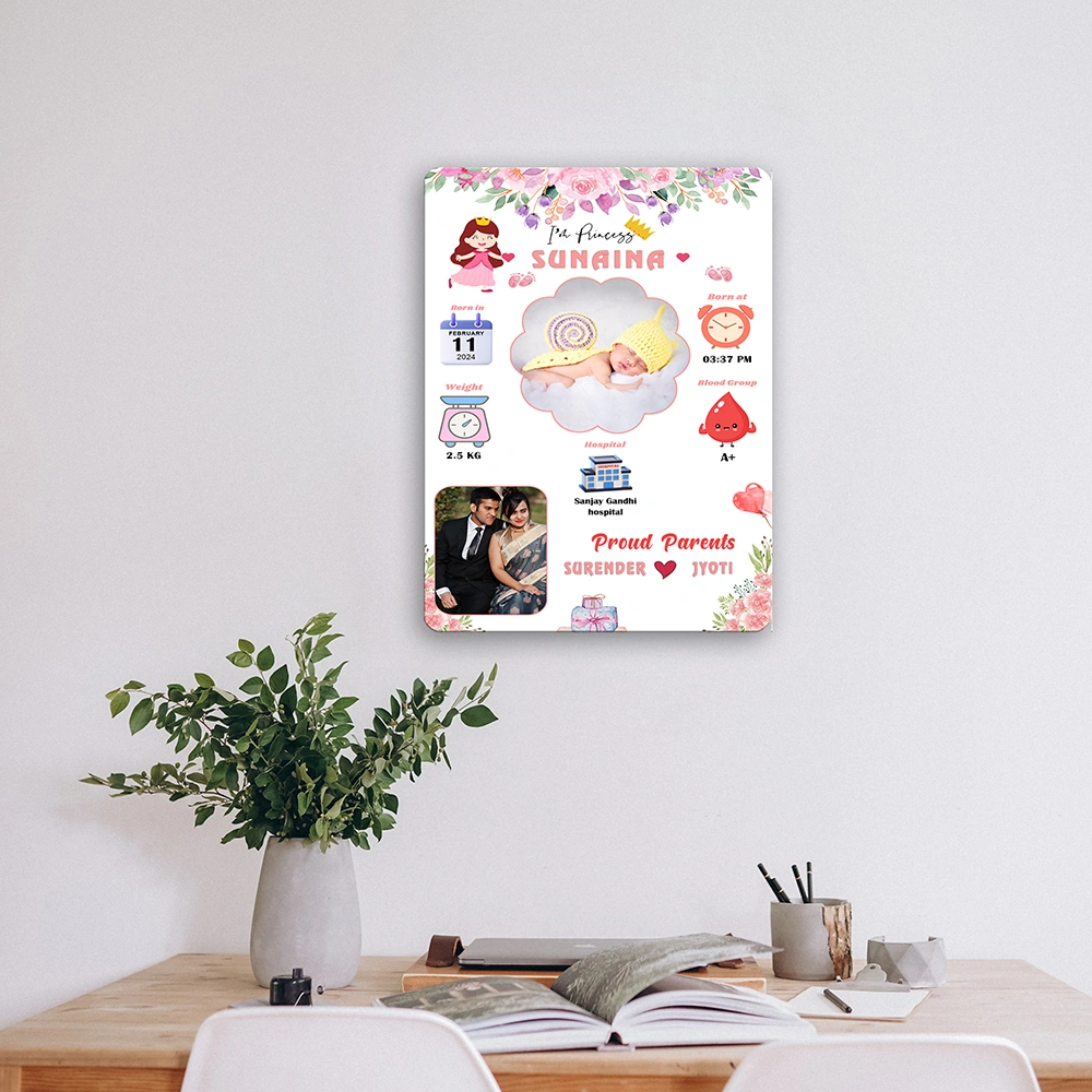 Acrylic Baby Birth Details Photo Frame - Image 2