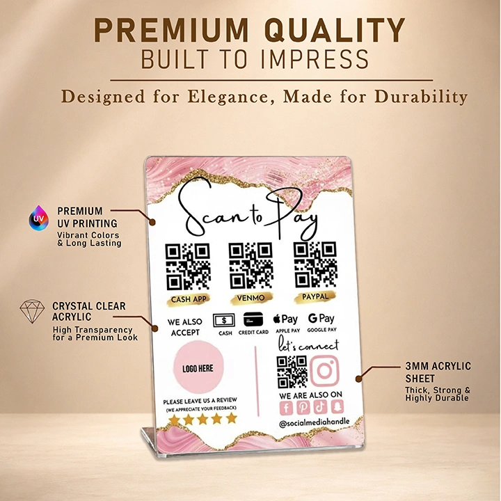Custom Acrylic QR Payment Stand | Personalized Scan to Pay Counter Display - Image 3