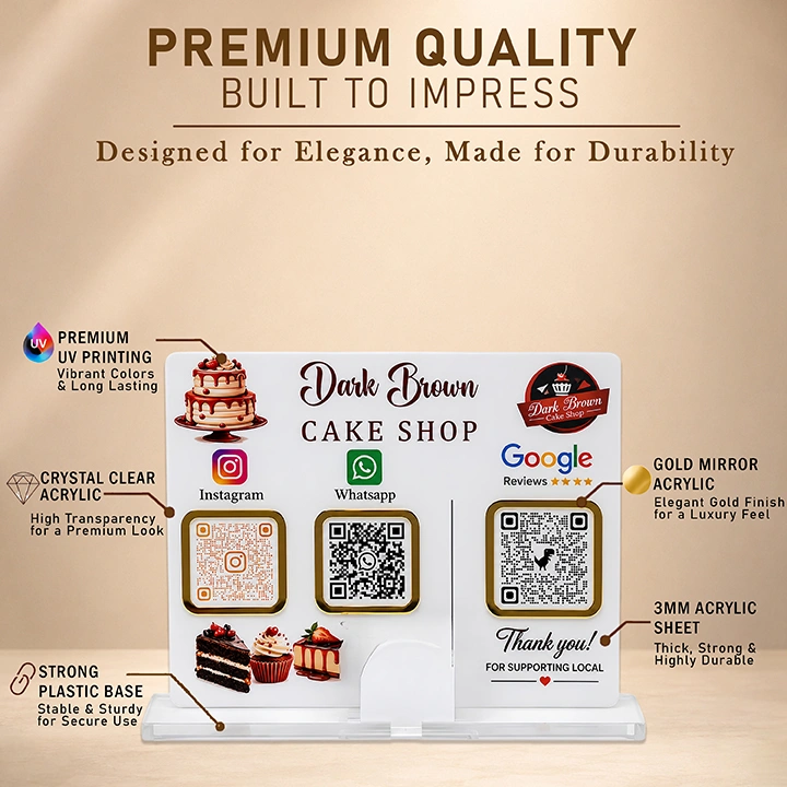 Personalized Acrylic QR Code Display Stand with Business Card Holder - Image 3