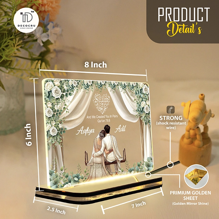 Personalized Islamic Acrylic Lamp with Custom Names - Image 4