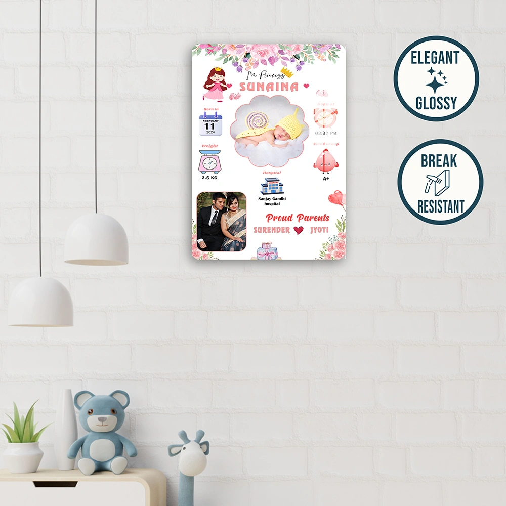 Acrylic Baby Birth Details Photo Frame - Image 3