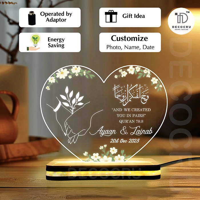 Customized Islamic Acrylic LED Lamp for Wedding, Anniversary Gift - Image 4