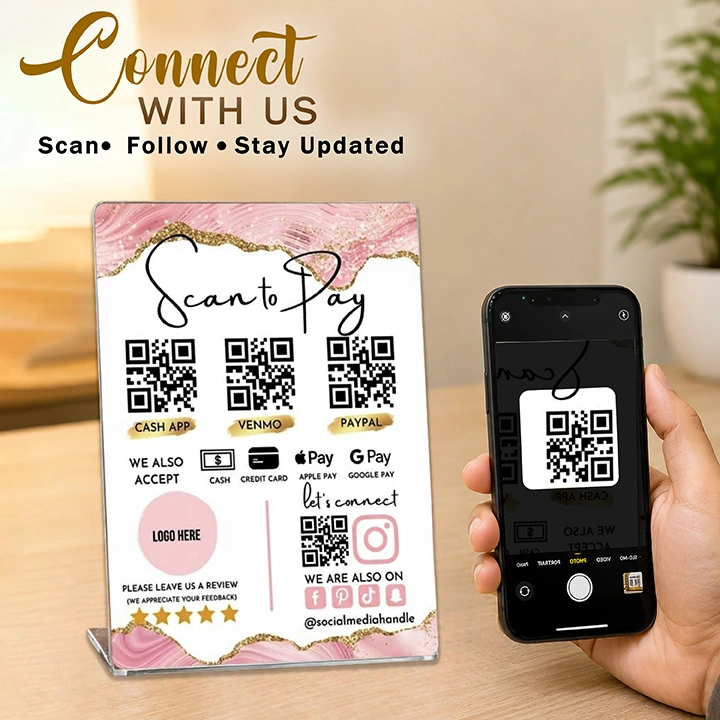 Custom Acrylic QR Payment Stand | Personalized Scan to Pay Counter Display - Image 4