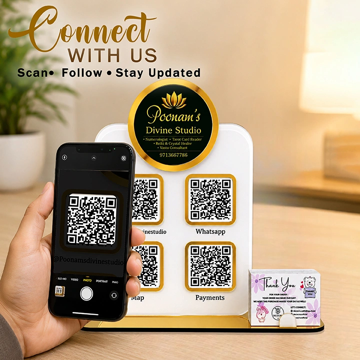 Personalized Acrylic Multi QR Code Display Stand with Business Card Holder - Image 4