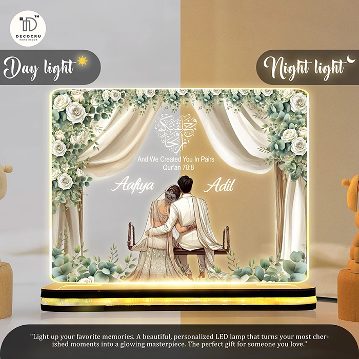 Personalized Islamic Acrylic Lamp with Custom Names - Image 5