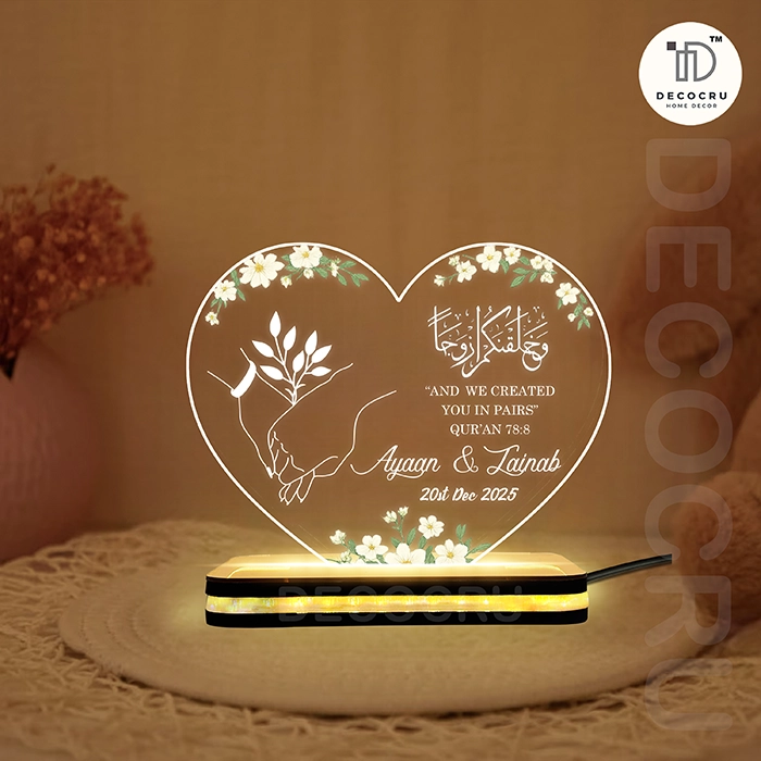 Customized Islamic Acrylic LED Lamp for Wedding, Anniversary Gift - Image 5