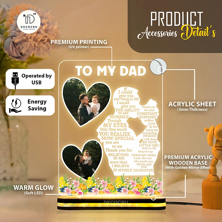 Custom Family Picture LED Lamp for Father - Image 6