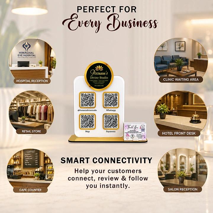 Personalized Acrylic Multi QR Code Display Stand with Business Card Holder - Image 5